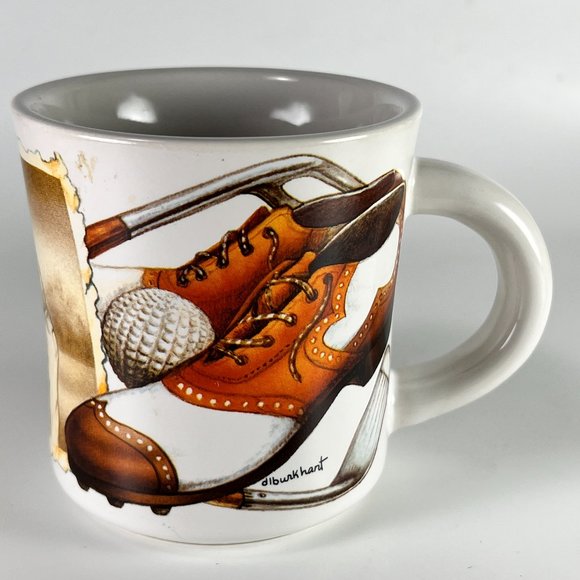 Vtg Golf Coffee Cup Mug Ceramic Potpourri Sports Nostalgia Denny Burkhart 90s - Picture 1 of 9